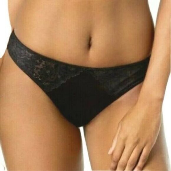 INC International Concepts Womens Thong Bikini Panty Deep Black Plus Size 1X NEW - Picture 3 of 10